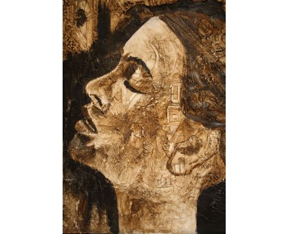 ACRILICO SU JUTA MARIANO CARRARA ' ATTESA ' dimensioni L 90 x H 90 cm.