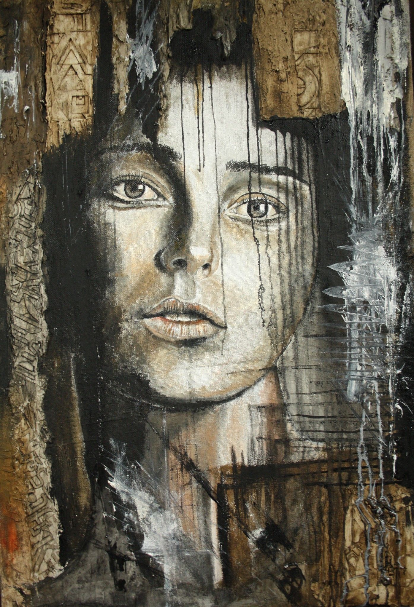 ACRYLIC ON JUTE  MARIANO CARRARA ' JULIA 6  '   size   L 100 x H 150 cm.