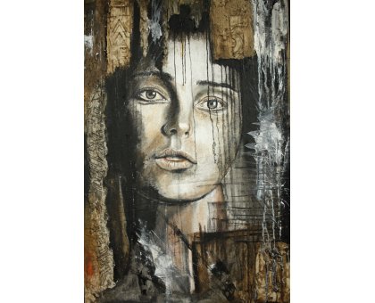 ACRYLIC ON JUTE MARIANO CARRARA ' JULIA 6 ' size L 100 x H 150 cm.
