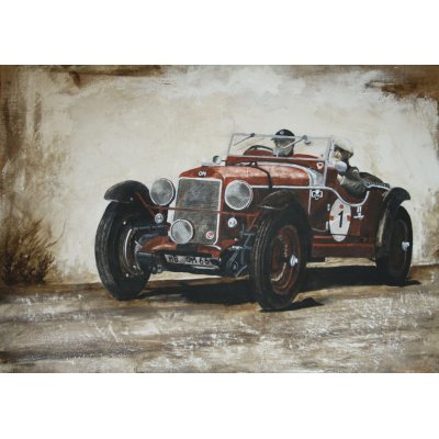 ACRILICO SU TELA MARIANO CARRARA ' MILLE MIGLIA OM 665 ' dimensioni L 123 x H 90 cm.
