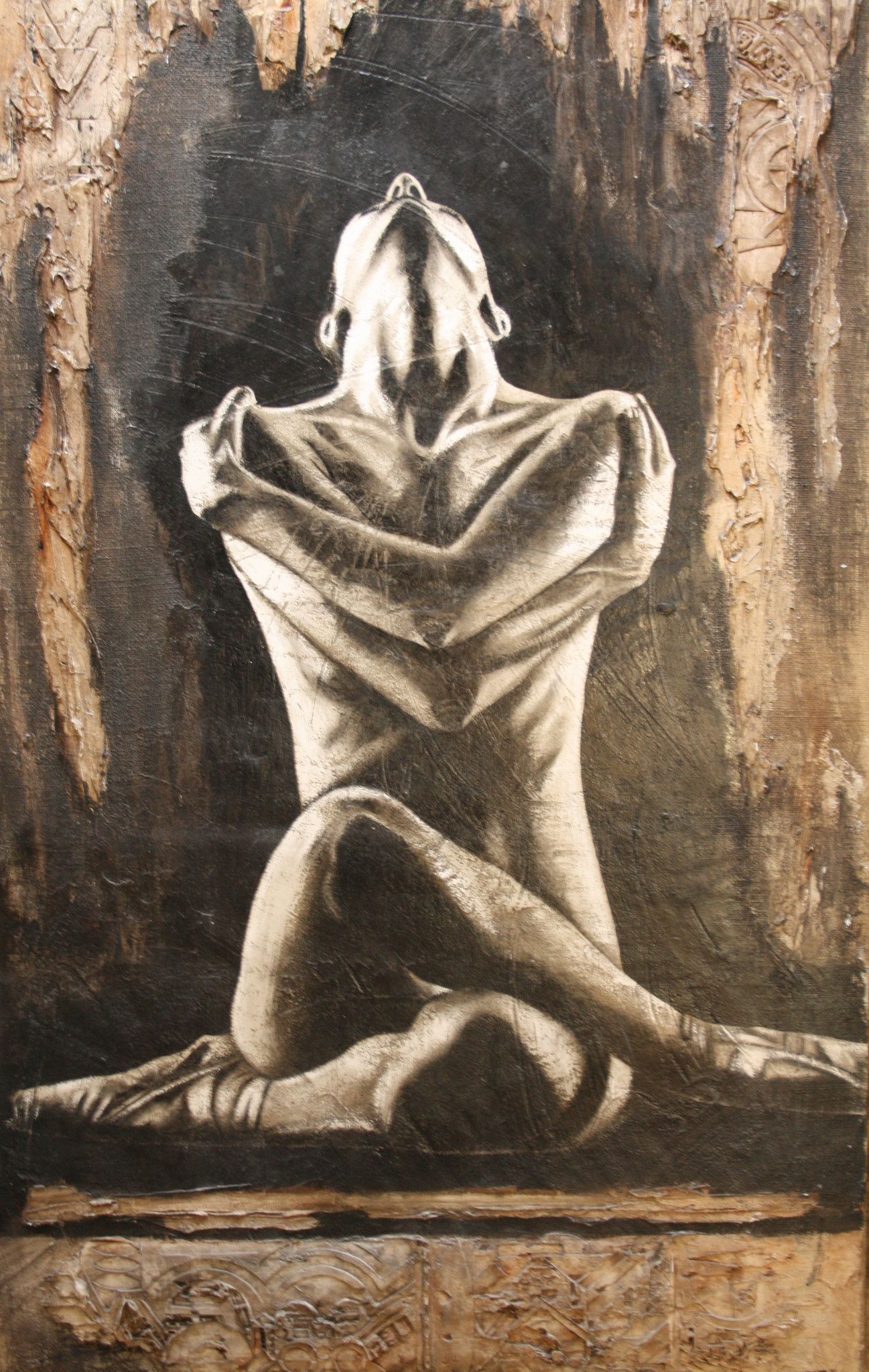 ACRYLIC ON JUTE  MARIANO CARRARA ' BALLERINA '  size  L 100 x H 180 cm.