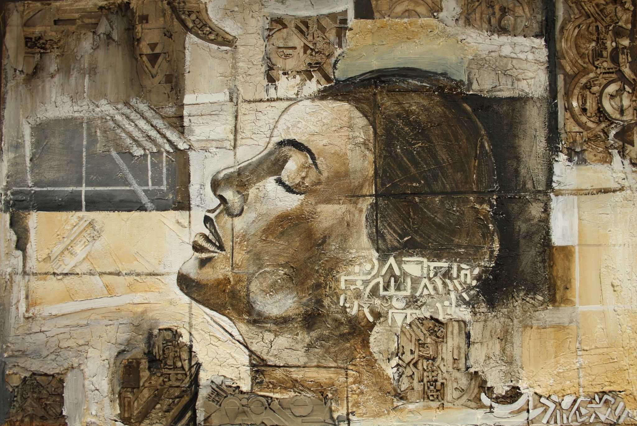 ACRILICO SU JUTA  MARIANO CARRARA ' INFINITO '  dimensioni L 150 x H 100 cm.