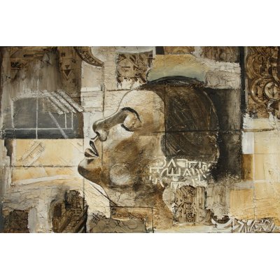 ACRILICO SU JUTA MARIANO CARRARA ' INFINITO ' dimensioni L 150 x H 100 cm.