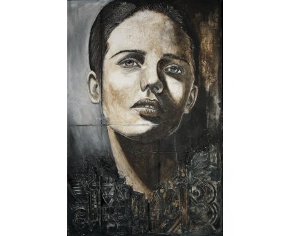 ACRYLIC ON JUTE MARIANO CARRARA ' RICORDI LONTANI ' size L 100 x H 120 cm.