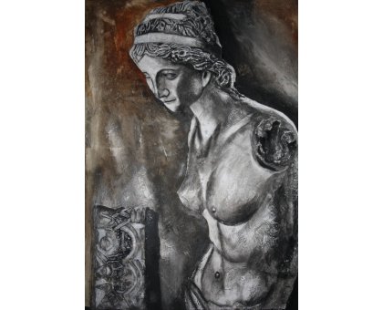 ACRILICO SU TELA MARIANO CARRARA ' REPERTI RITROVATI ' dimensioni L 91 x H 122 cm.