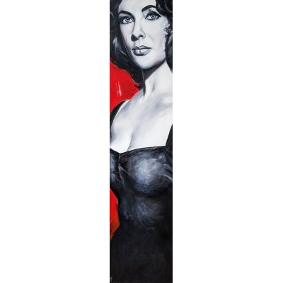 OLIO SU TELA FRANCA SILVA ' ELISABETH TAYLOR ' dimensioni L 30 x H 120 cm.