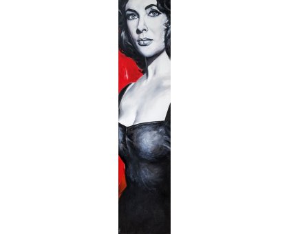 OLIO SU TELA FRANCA SILVA ' ELISABETH TAYLOR ' dimensioni L 30 x H 120 cm.