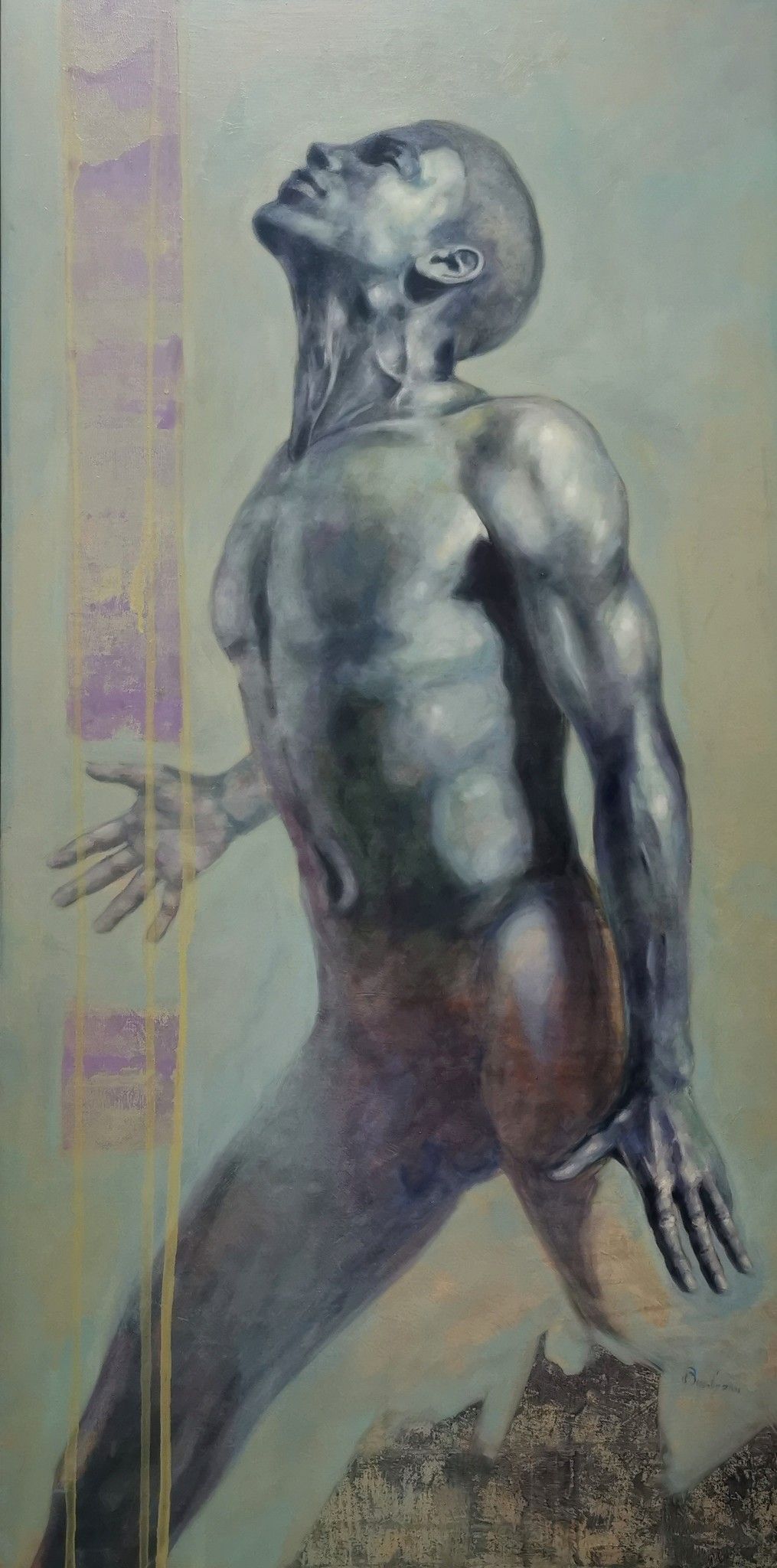 OIL ON CANVAS  ILDE BRESOLIN " FLUIDO "  size L 60 x H 120 cm.
