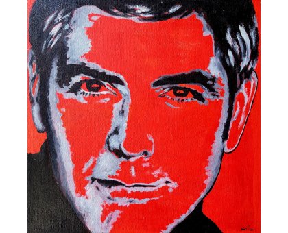 ACRILICO SU TAVOLA FRANCA SILVA ' CLOONEY GEORGE 2/4 ' dimensioni L 30 x H 30 cm.