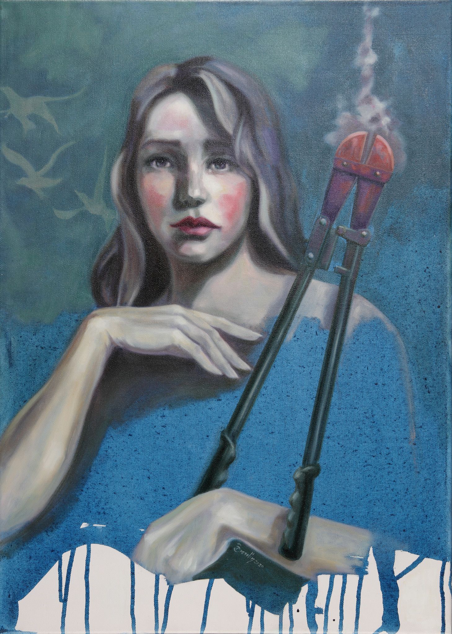 OIL ON CANVAS ILDE BRESOLIN  " CONDIZIONAMENTI "  size L 50 x H 70 cm.