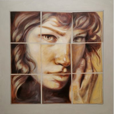 OLIO SU TELA ILDE BRESOLIN ' TAGLIENTE ' dimensioni L 80 x H 80 cm.