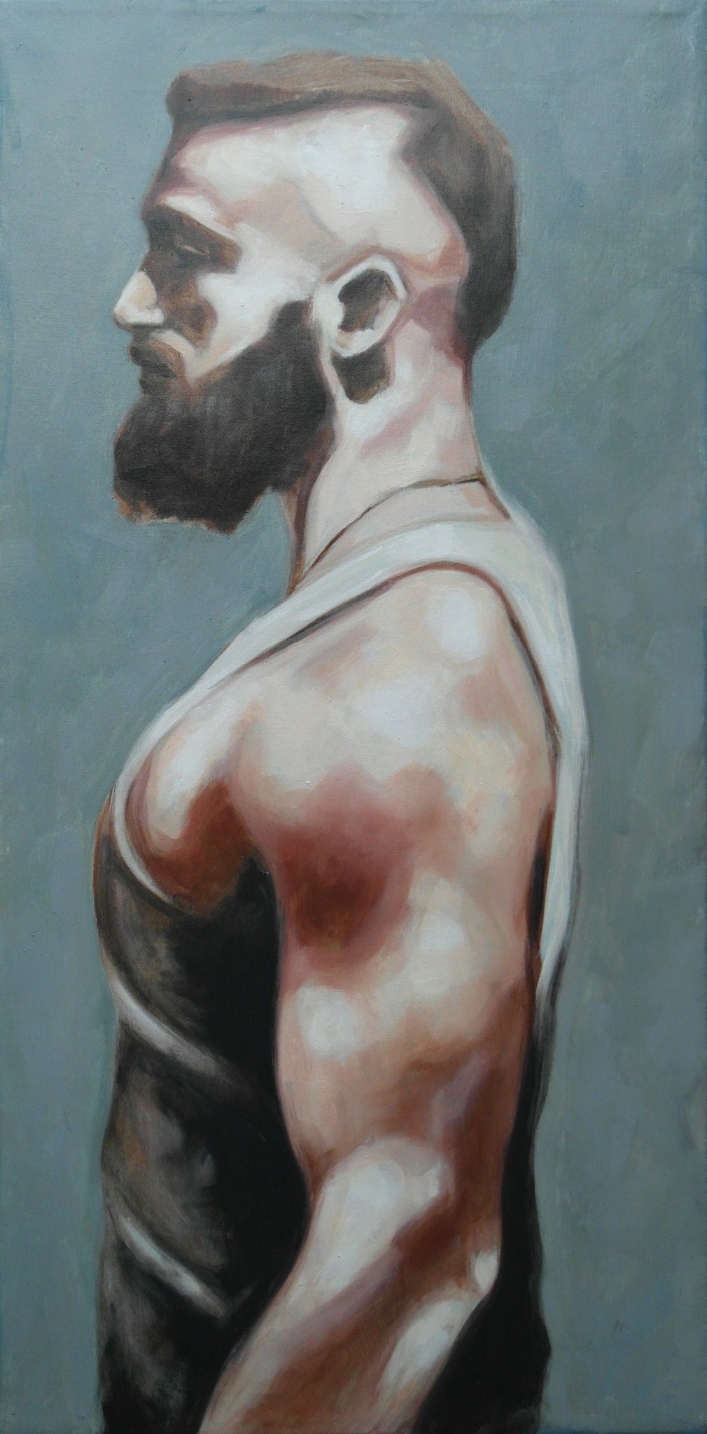 OIL ON CANVAS  ILDE BRESOLIN " HIPSTER "  size L 30 x H 60 cm.
