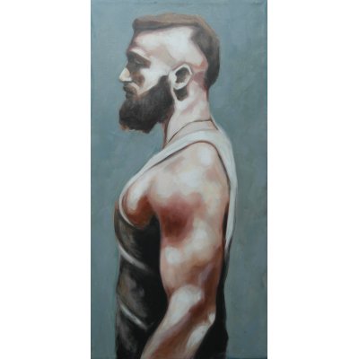 OLIO SU TELA ILDE BRESOLIN ' HIPSTER ' dimensioni L 30 x H 60 cm.