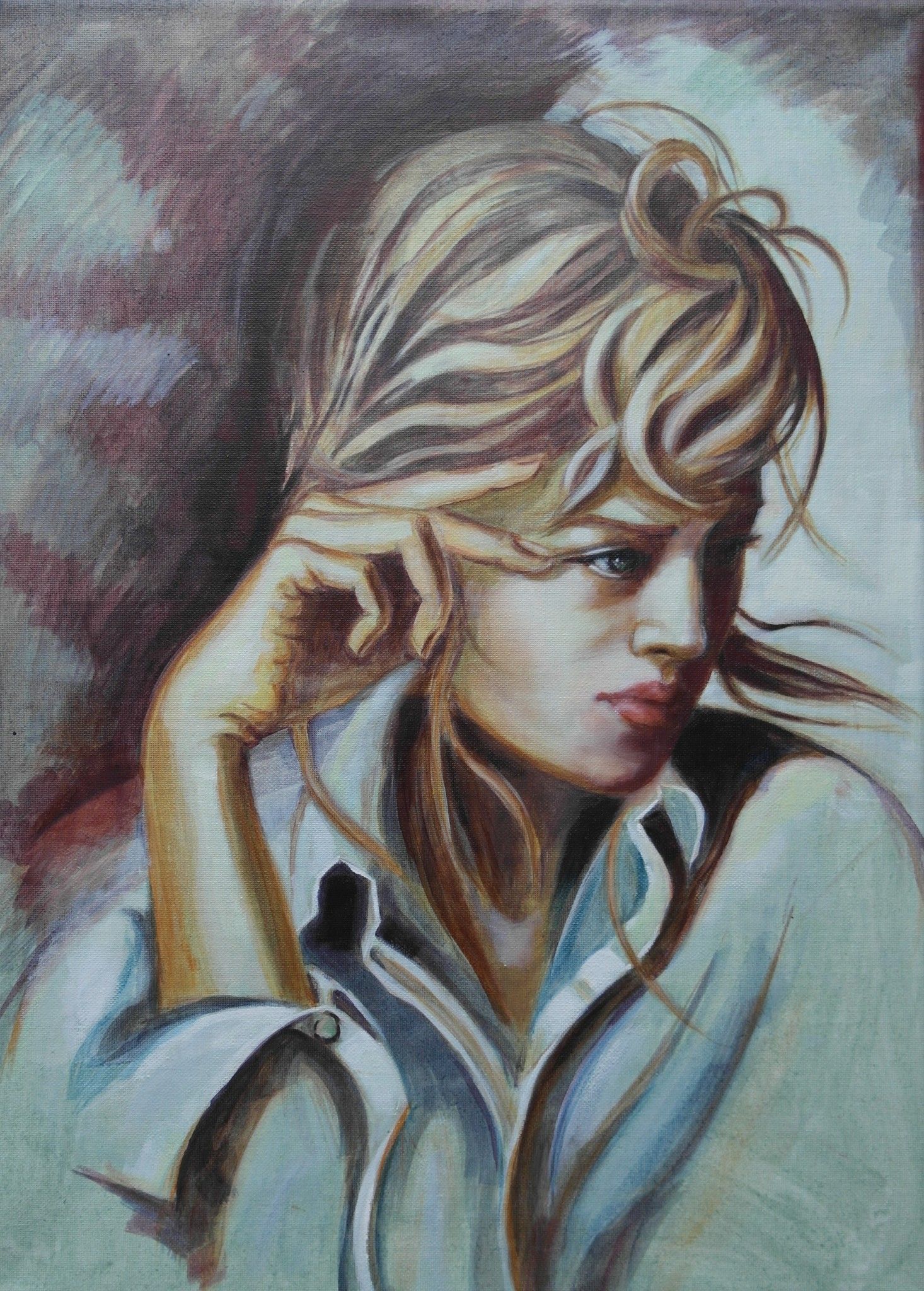 OLIO SU TELA  ILDE BRESOLIN ' RIFLESSIONI '  dimensioni L 40 x H 55 cm.