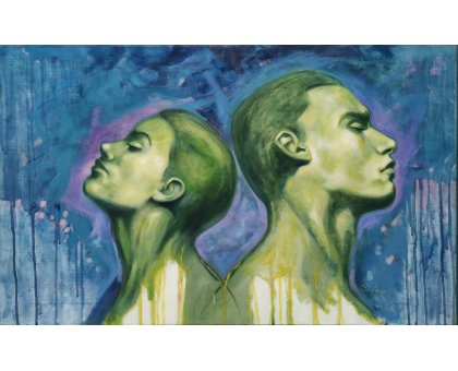 OLIO SU TELA ILDE BRESOLIN ' BETWEEN THEM ' dimensioni L 50 x H 81 cm.