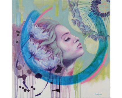 OIL ON CANVAS ILDE BRESOLIN " DISTENSIONE " size L 50 x H 50 cm.