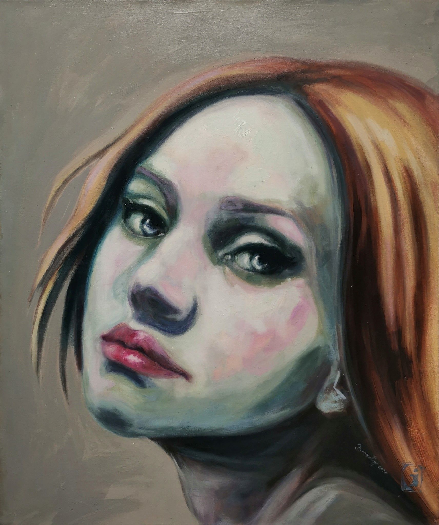 OIL ON CANVAS ILDE BRESOLIN  " COLORS "  dimensioni L 50 x H 60 cm.