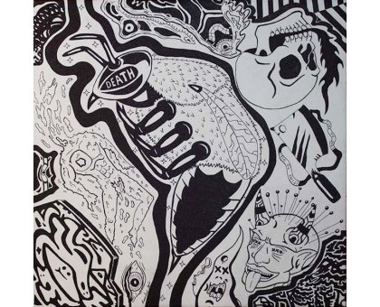 PENNARELLO SU TELA MASSIMILIANO SGRO' ' TIME TO DIE ' dimensioni L 50 x H 50 cm.