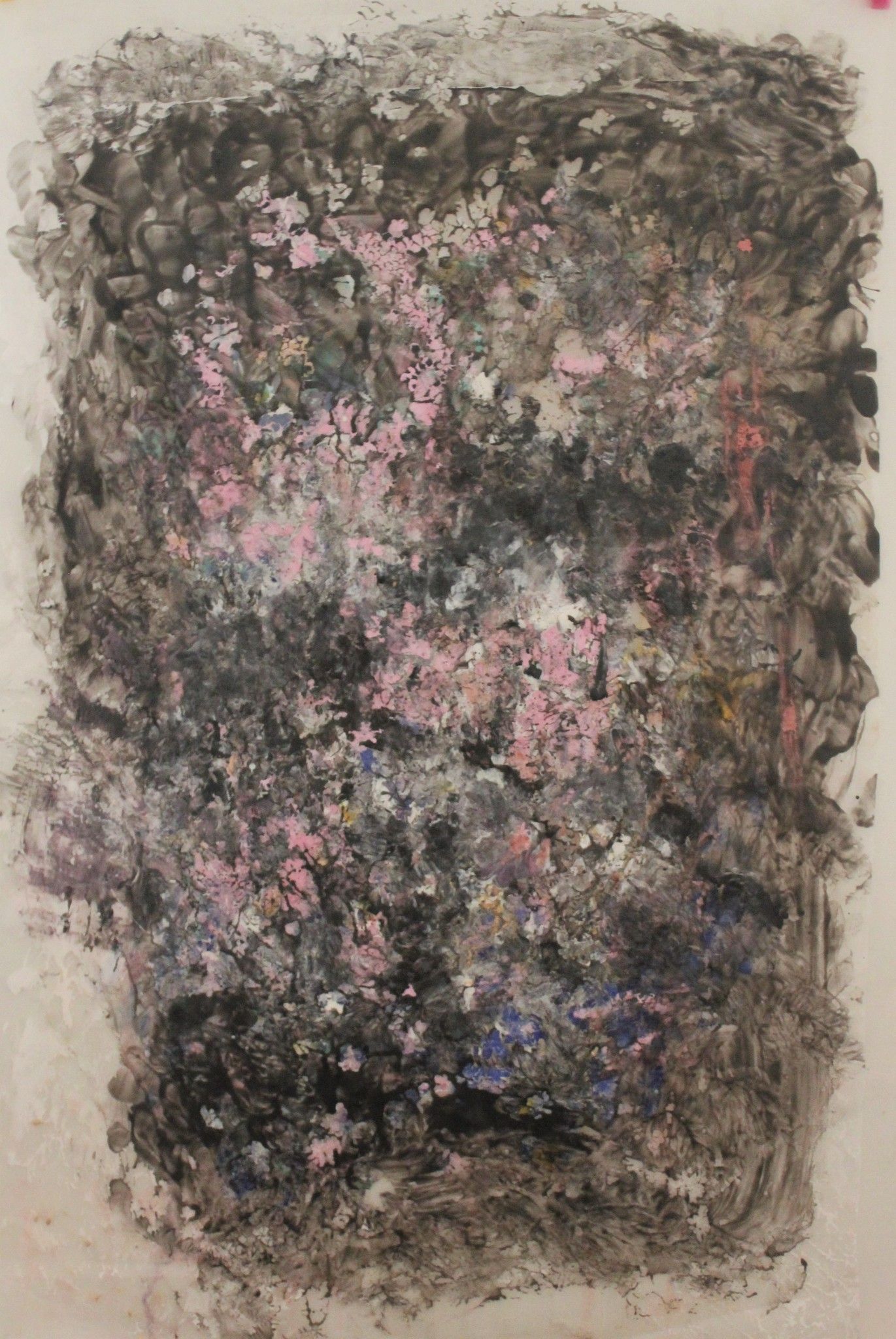 MIXED MEDIA SU TELA  PAOLO DEGAN ' FIORI A TAPPETO '  dimensioni L 55 x H 85 cm.