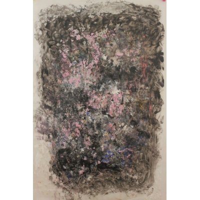 MIXED MEDIA SU TELA PAOLO DEGAN ' FIORI A TAPPETO ' dimensioni L 55 x H 85 cm.