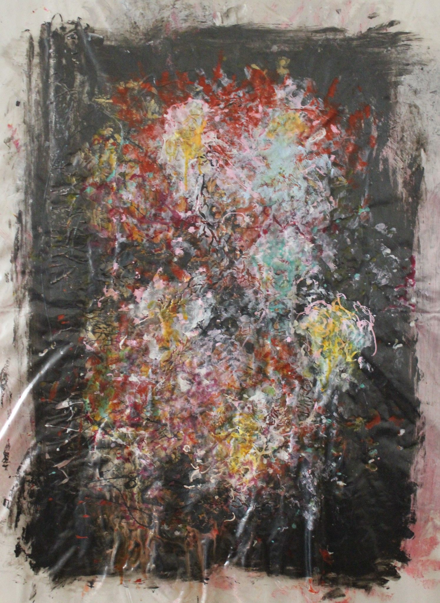 MIXED MEDIA SU PLASTICA  PAOLO DEGAN ' ROSE '  dimensione L 60 x H 80 cm.