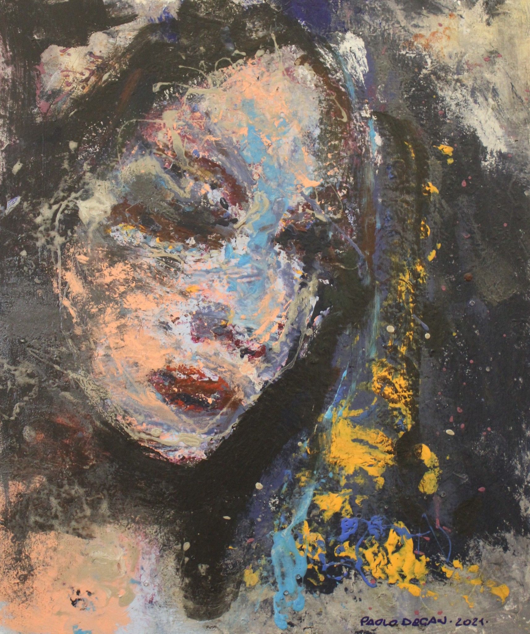 ACRILICO SU TELA  PAOLO DEGAN ' THE WHISPERER '  dimensioni L 50 x H 60 cm.