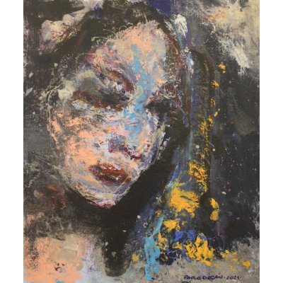 ACRILICO SU TELA PAOLO DEGAN ' THE WHISPERER ' dimensioni L 50 x H 60 cm.