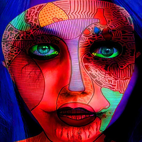DIGITAL ART  GIUSEPPE PICCIONE ' TRIBE 1 '  dimensioni L 100 x H 100 cm.