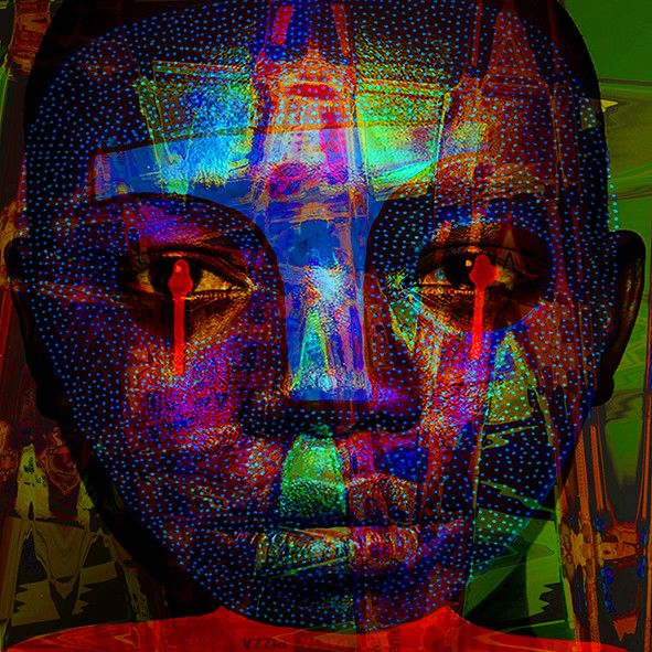 DIGITAL ART  GIUSEPPE PICCIONE ' TRIBE 50  '  dimensioni L 100 x H 100 cm.