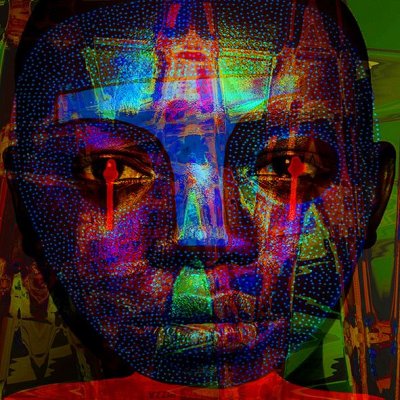 DIGITAL ART GIUSEPPE PICCIONE ' TRIBE 50 ' dimensioni L 100 x H 100 cm.