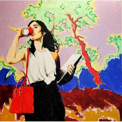 MIXED MEDIA SU TELA WALTER PASSARELLA ' Nr. 310520 ' dimensioni L 80 x H 80 cm.