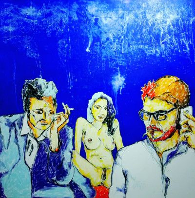 MIXED MEDIA SU TELA  WALTER PASSARELLA ' Nr. 201019 '  dimensioni L 120 x H 120 cm.