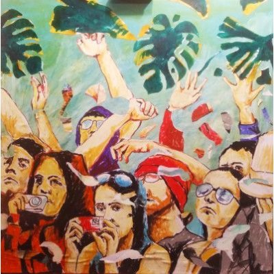 MIXED MEDIA SU TELA WALTER PASSARELLA ' Nr. 020220 ' dimensioni L 80 x H 80 cm.