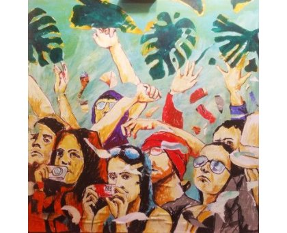 MIXED MEDIA SU TELA WALTER PASSARELLA ' Nr. 020220 ' dimensioni L 80 x H 80 cm.