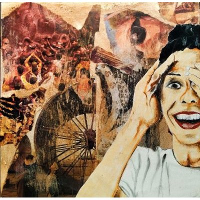 MIXED MEDIA SU TELA WALTER PASSARELLA ' Nr. 030122 ' dimensioni L 40 x H 40 cm.