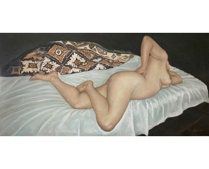 OLIO SU TELA ANTONIO PRESUTTI ' NUDO DISTESO ' dimensioni L 120 x H 60 cm.