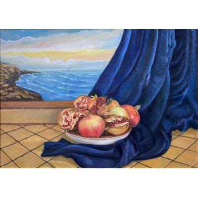 OLIO SU TELA ANTONIO PRESUTTI ' MELAGRANE ' dimensioni L 70 x H 50 cm.