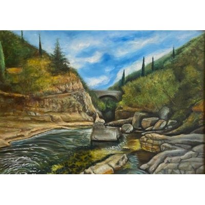 OLIO SU TELA ANTONIO PRESUTTI ' IL TITERNO ' dimensioni L 70 x H 50 cm.