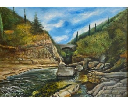 OLIO SU TELA ANTONIO PRESUTTI ' IL TITERNO ' dimensioni L 70 x H 50 cm.