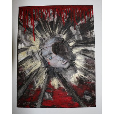 MIXED MEDIA SU TELA TIZIANA STOCCO ' SENZA PIETA' ' dimensioni L 30 x H 40 cm.