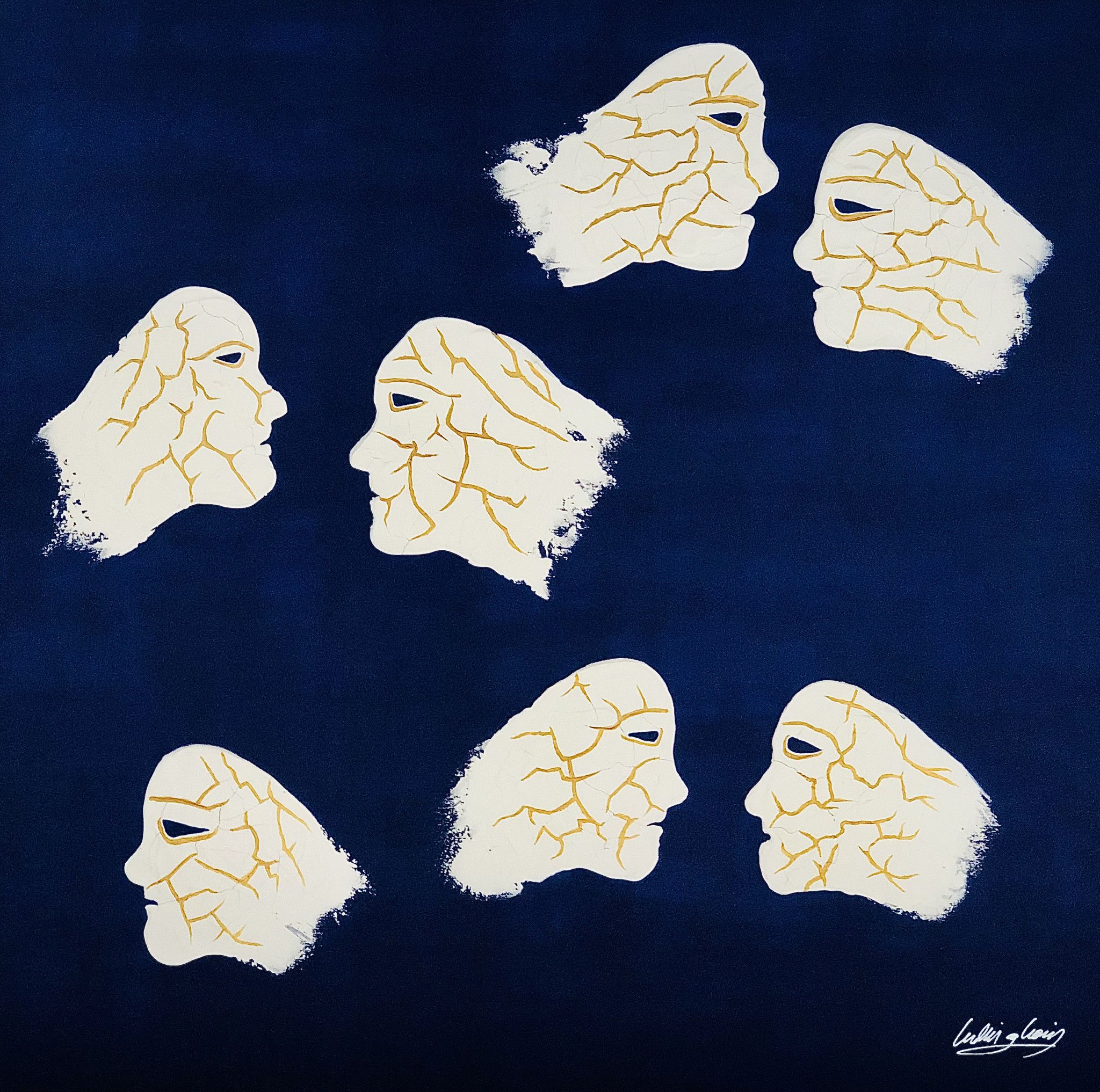 MIXED MEDIA SU TELA  LUDWIG  LOUIS ' LOST AND FOUND '  dimensioni L 100 x H 100 cm.