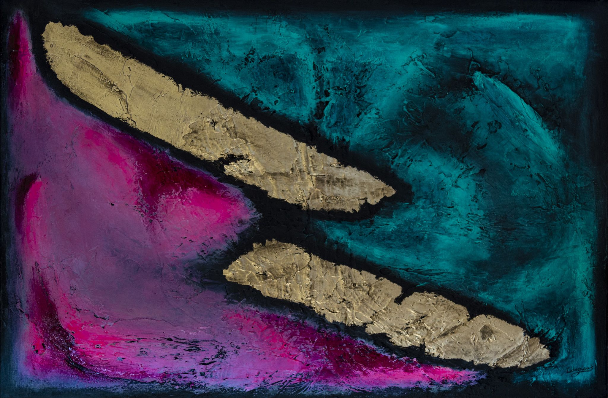 MIXED MEDIA SU TELA  LUDWIG LOUIS ' COLORFUL SOULS '  dimensioni L 90 x H 60 cm.