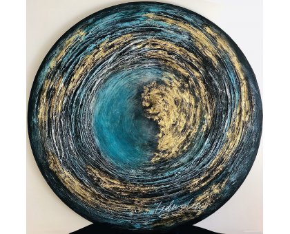 MIXED MEDIA SU TELA LUDWIG LOUIS ' SHADES OF TURQUOISE ' dimensioni L 90 x H 90 cm.