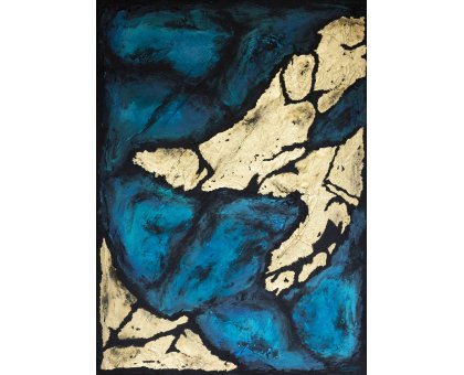 MIXED MEDIA SU TELA LUIGI MARINO ' BLACK TURQUOISE GOLD ' dimensioni L 90 x H 65 cm.