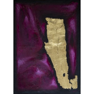 MIXED MEDIA SU TELA LUDWIG LOUIS ' PURPLE GOLD THOUGHT ' dimensioni L 90 x H 65 cm.