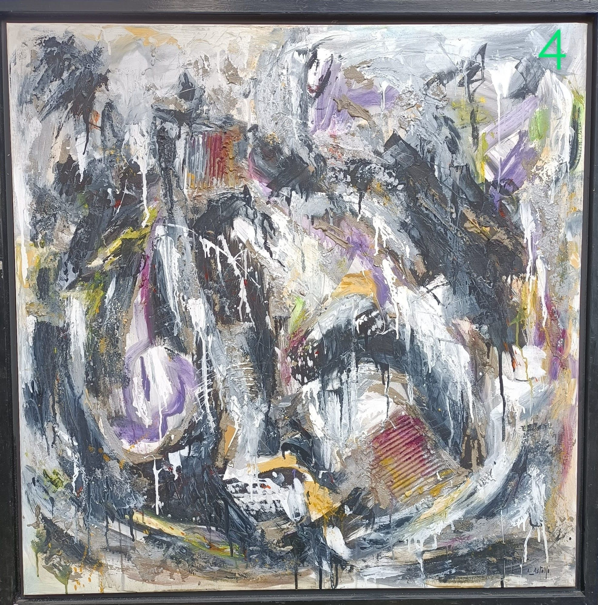 MIXED MEDIA SU TELA  LUCIANO ASTOLFI ' DISILLUSIONE '  dimensioni L 100 x H 100 cm.