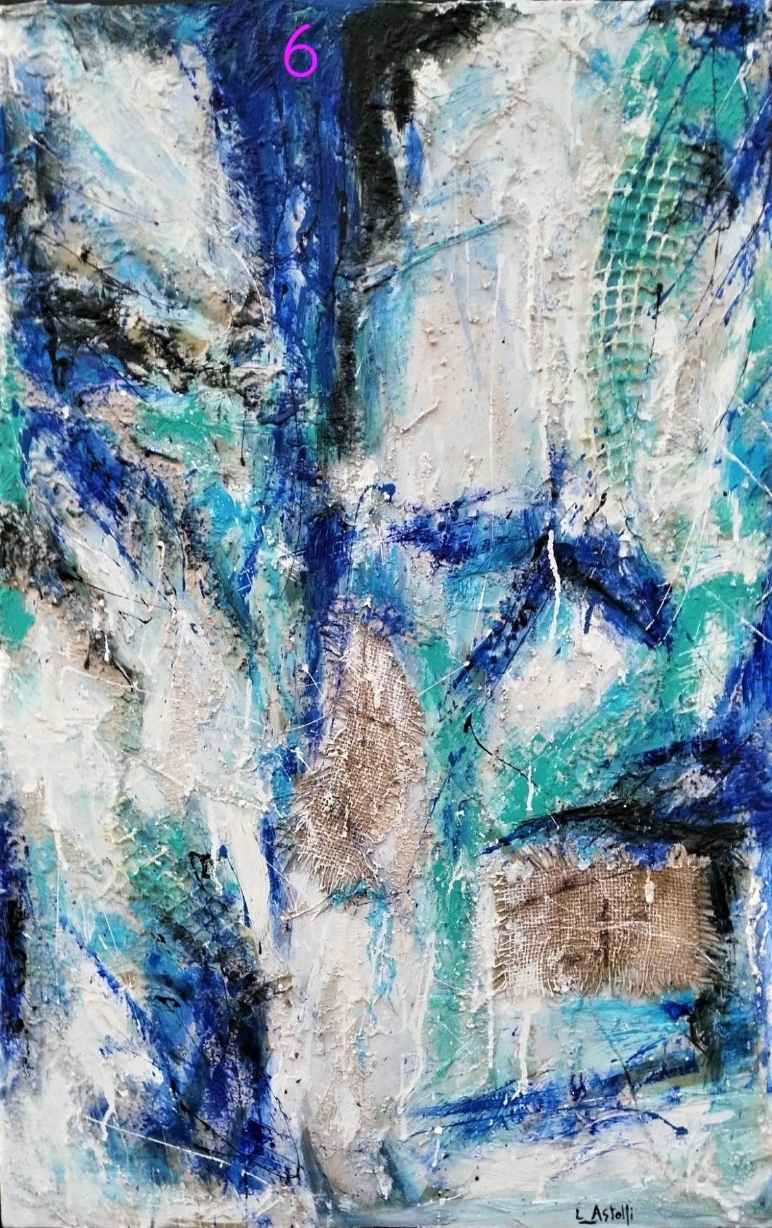 MIXED MEDIA SU TELA  LUCIANO ASTOLFI ' SCENARIO '  dimensioni L 100 x H 70 cm.