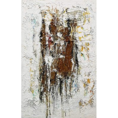 MIXED MEDIA SU TELA LUCIANO ASTOLFI ' INTERNI ' dimensioni L 120 x H 80 cm.