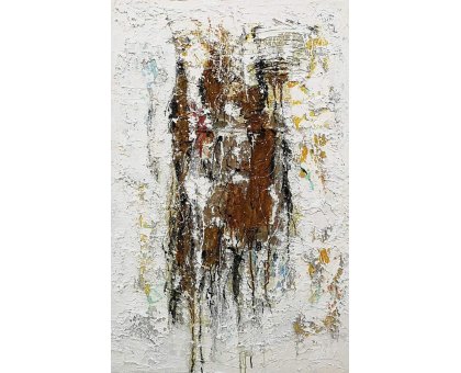 MIXED MEDIA SU TELA LUCIANO ASTOLFI ' INTERNI ' dimensioni L 120 x H 80 cm.