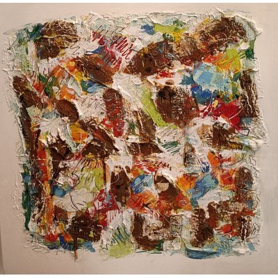 MIXED MEDIA SU TELA LUCIANO ASTOLFI ' DISCORSI ASTRATTI ' dimensioni L 60 x H 60 cm.